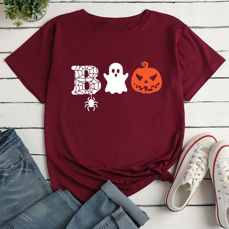 Fashion Pumpkin Letter Ghost Cotton Round Neck Short Sleeve Regular Sleeve Printing T-shirt display picture 1