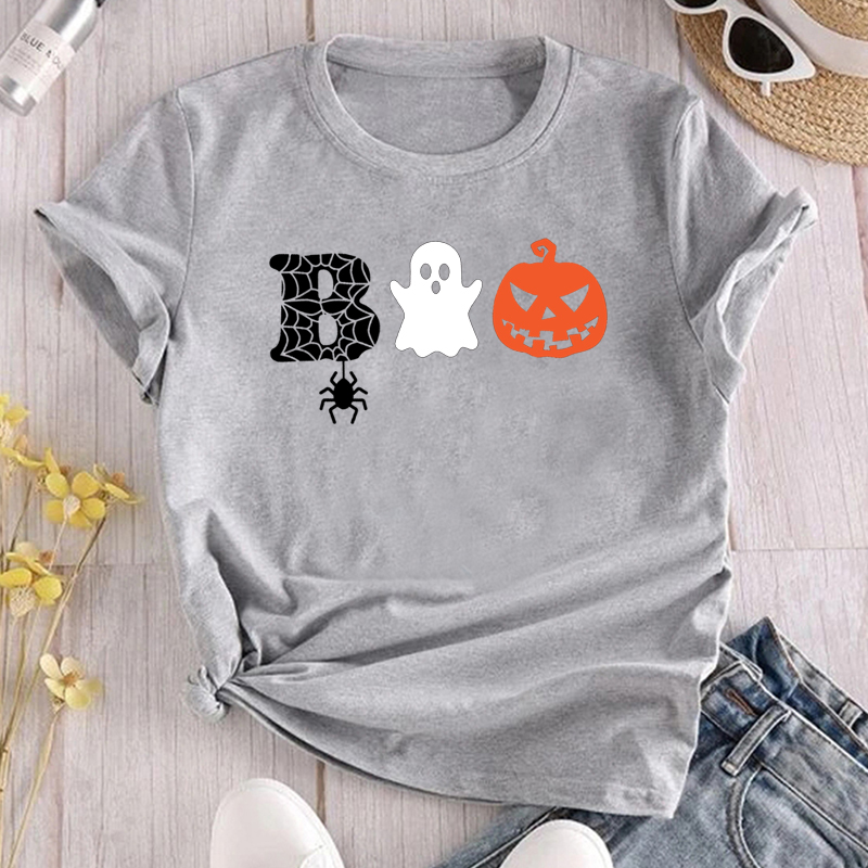 Fashion Pumpkin Letter Ghost Cotton Round Neck Short Sleeve Regular Sleeve Printing T-shirt display picture 4