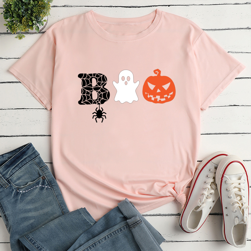 Fashion Pumpkin Letter Ghost Cotton Round Neck Short Sleeve Regular Sleeve Printing T-shirt display picture 6