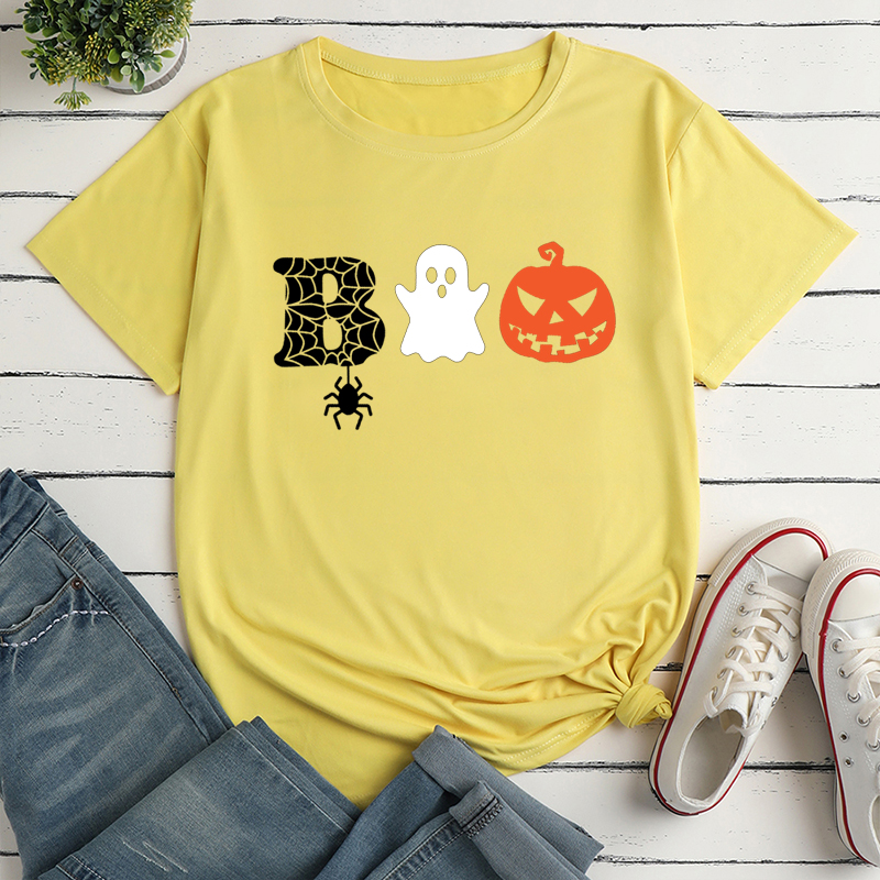 Fashion Pumpkin Letter Ghost Cotton Round Neck Short Sleeve Regular Sleeve Printing T-shirt display picture 3