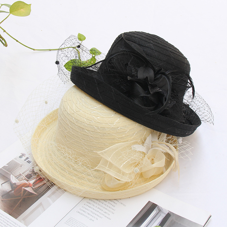 Women's Fashion Solid Color Gauze Crimping Straw Hat display picture 5