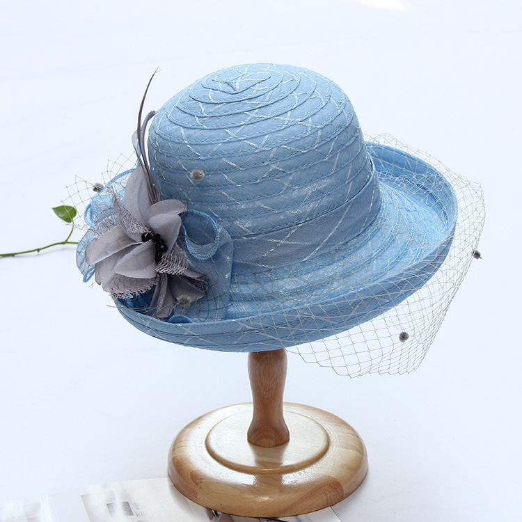 Women's Fashion Solid Color Gauze Crimping Straw Hat display picture 10