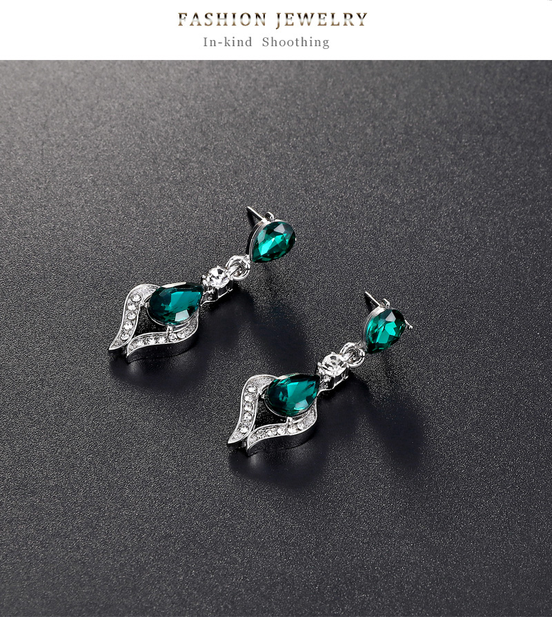 Moda Pavo Real Aleación Embutido Diamante De Imitación Vidrio Pendientes Collar 1 Juego display picture 8