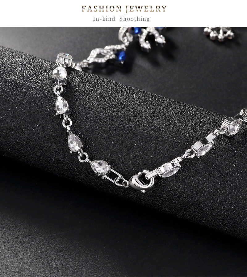 Moda Pavo Real Aleación Embutido Diamante De Imitación Vidrio Pendientes Collar 1 Juego display picture 10