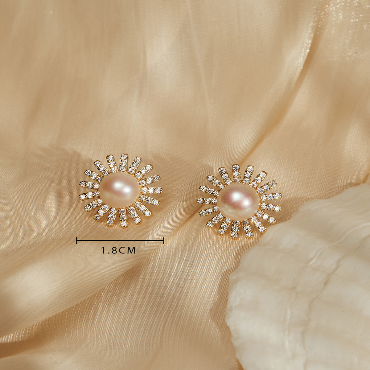 Fashion Round Copper Ear Studs Plating Pearl Zircon Copper Earrings display picture 8