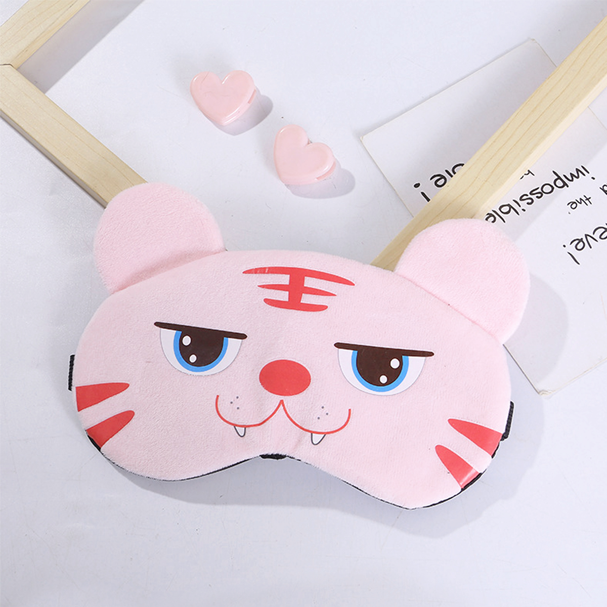 Cartoon Cute Plush Pink Tiger Shading Sleep Mask display picture 3