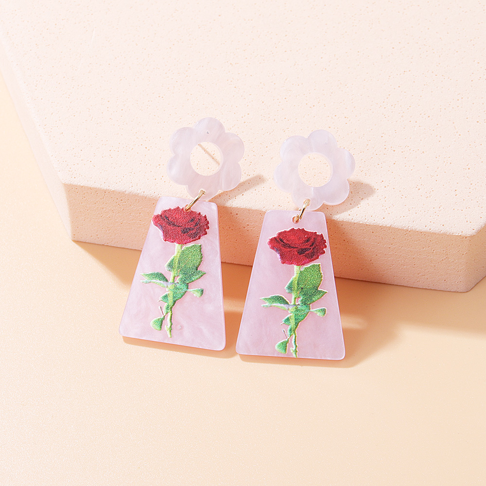 Cute Plant Arylic Printing Arylic Drop Earrings display picture 7