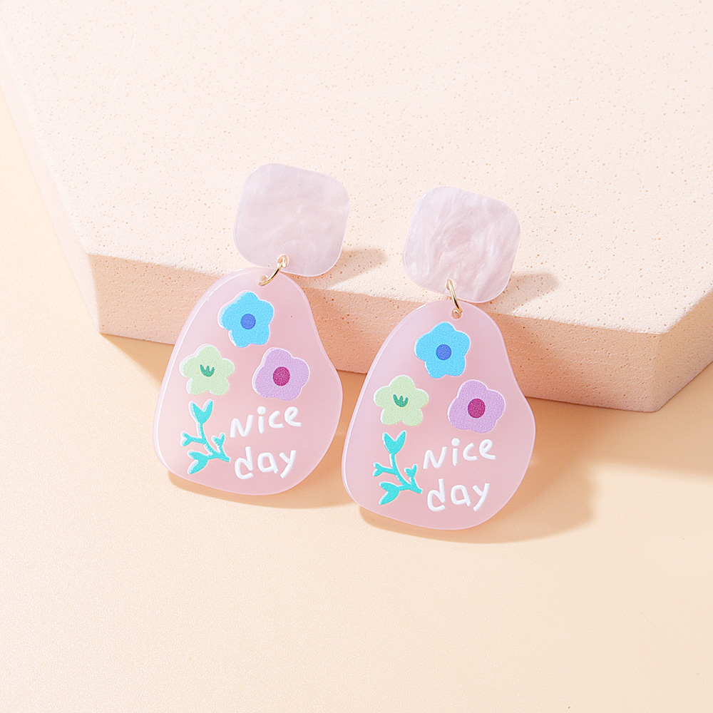 Cute Plant Arylic Printing Arylic Drop Earrings display picture 8