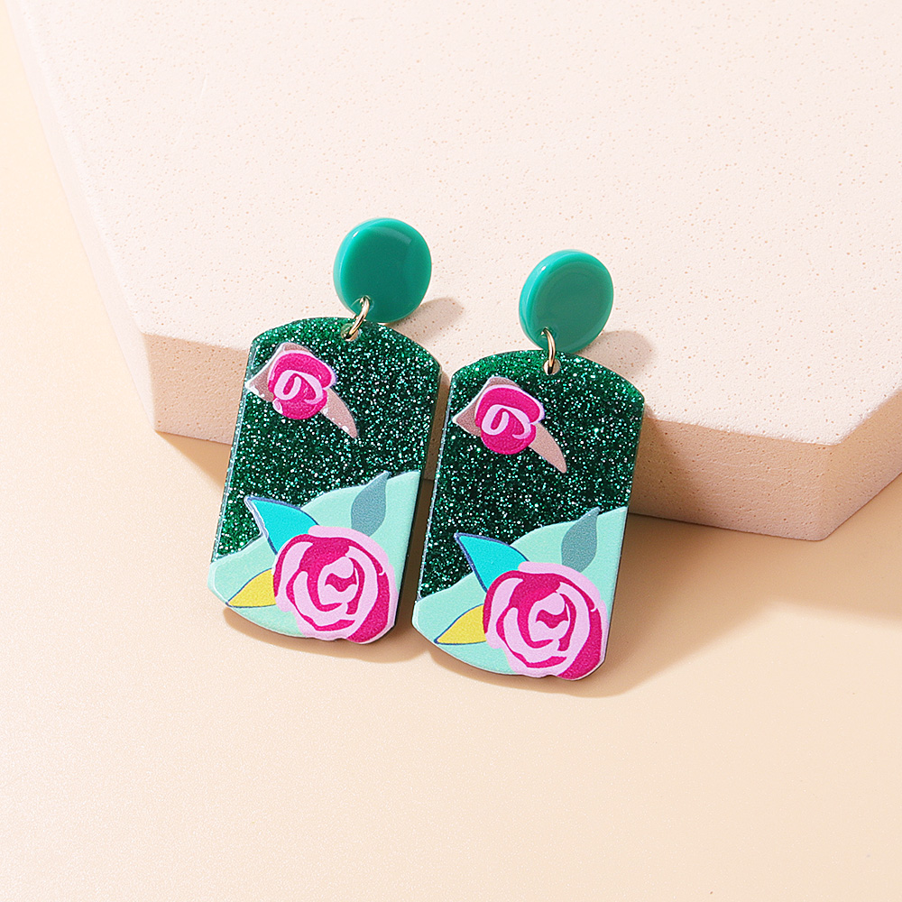 Cute Plant Arylic Printing Arylic Drop Earrings display picture 10