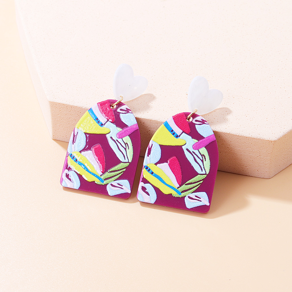Cute Plant Arylic Printing Arylic Drop Earrings display picture 11