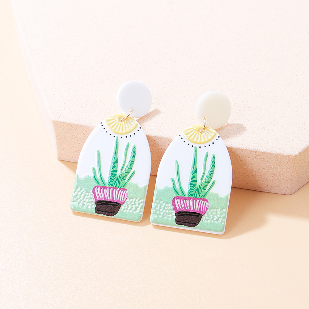 Cute Plant Arylic Printing Arylic Drop Earrings display picture 12