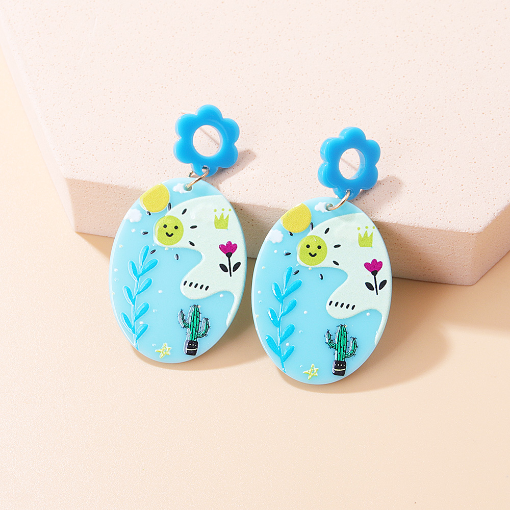 Cute Plant Arylic Printing Arylic Drop Earrings display picture 13