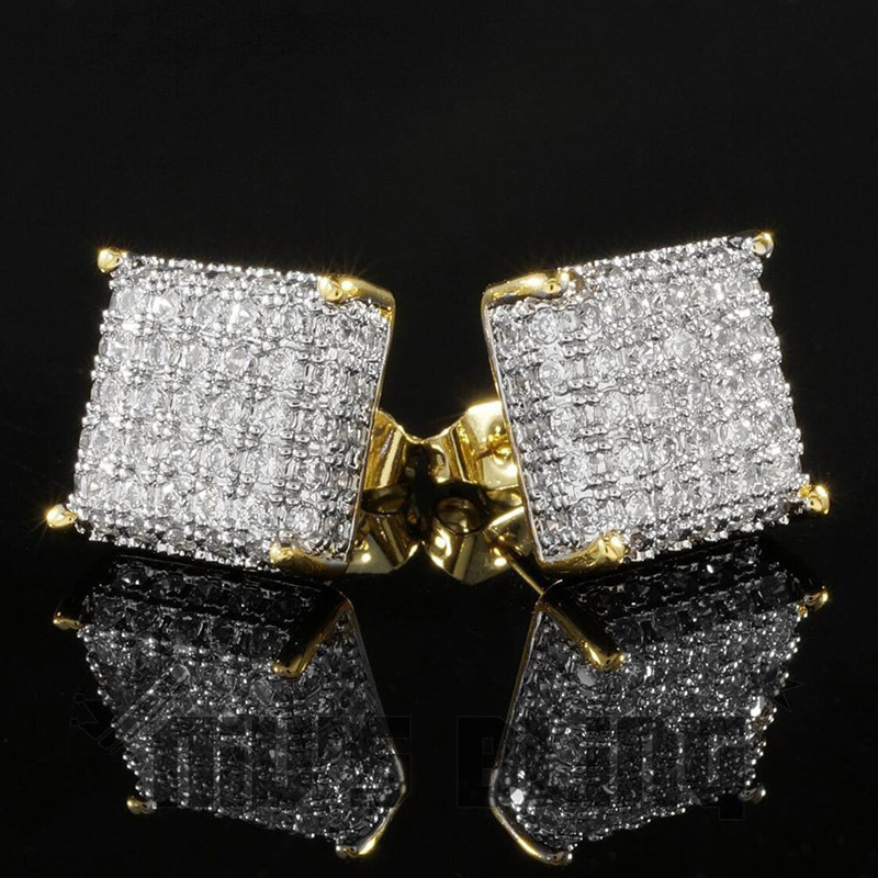 Fashion Square Copper Ear Studs Plating Rhinestones Copper Earrings display picture 5