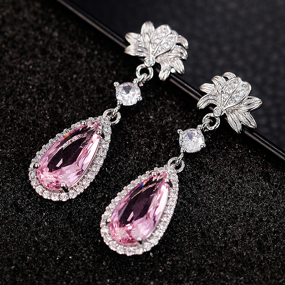 Fashion Round Water Droplets Copper Drop Earrings Plating Artificial Gemstones Artificial Diamond Copper Earrings display picture 3