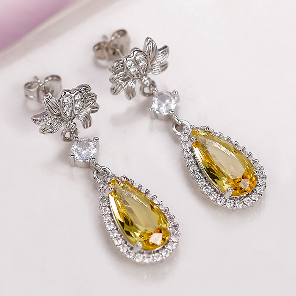 Fashion Round Water Droplets Copper Drop Earrings Plating Artificial Gemstones Artificial Diamond Copper Earrings display picture 13