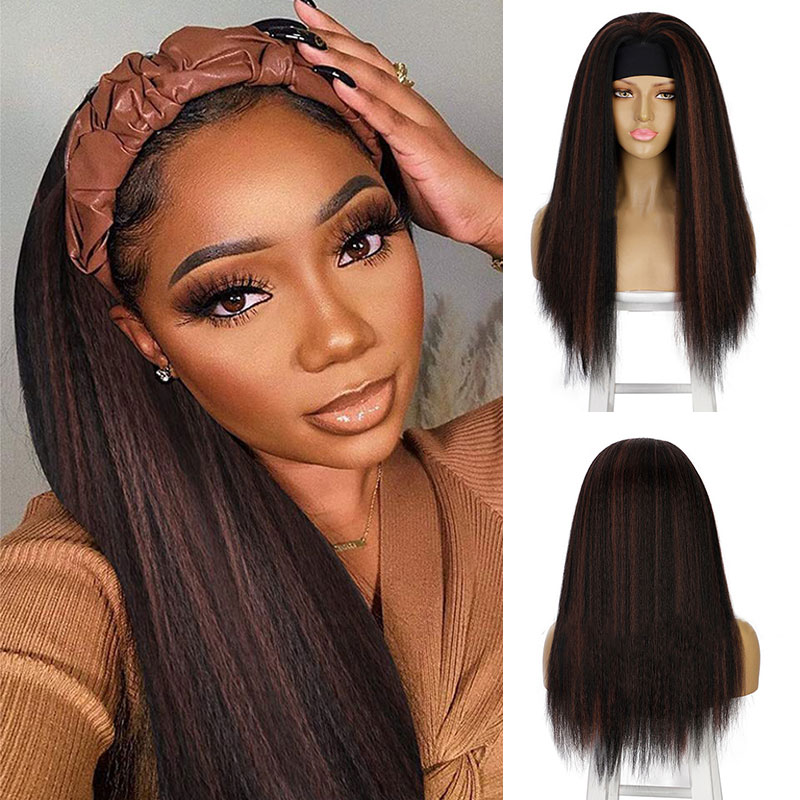Women's Fashion Brown Party Chemical Fiber Centre Parting Long Straight Hair Wigs display picture 1