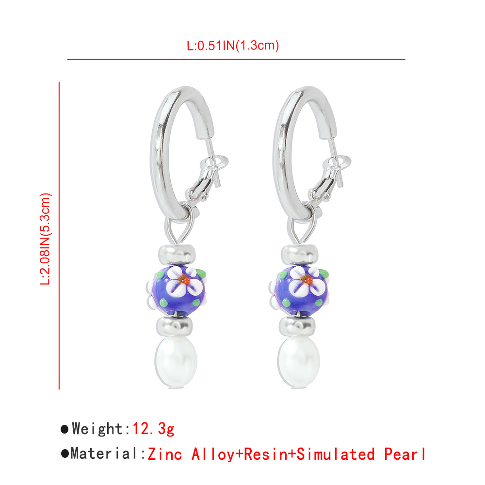 Cute Flower Imitation Pearl Alloy Resin Drop Earrings display picture 1