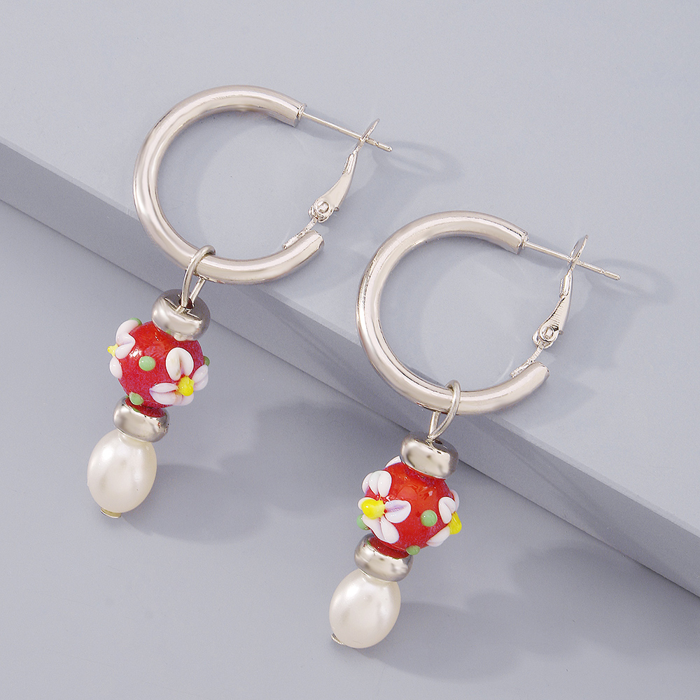 Cute Flower Imitation Pearl Alloy Resin Drop Earrings display picture 8