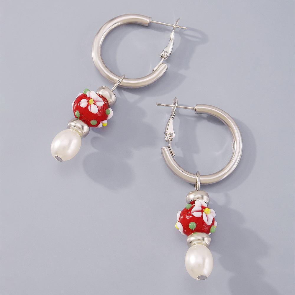 Cute Flower Imitation Pearl Alloy Resin Drop Earrings display picture 6