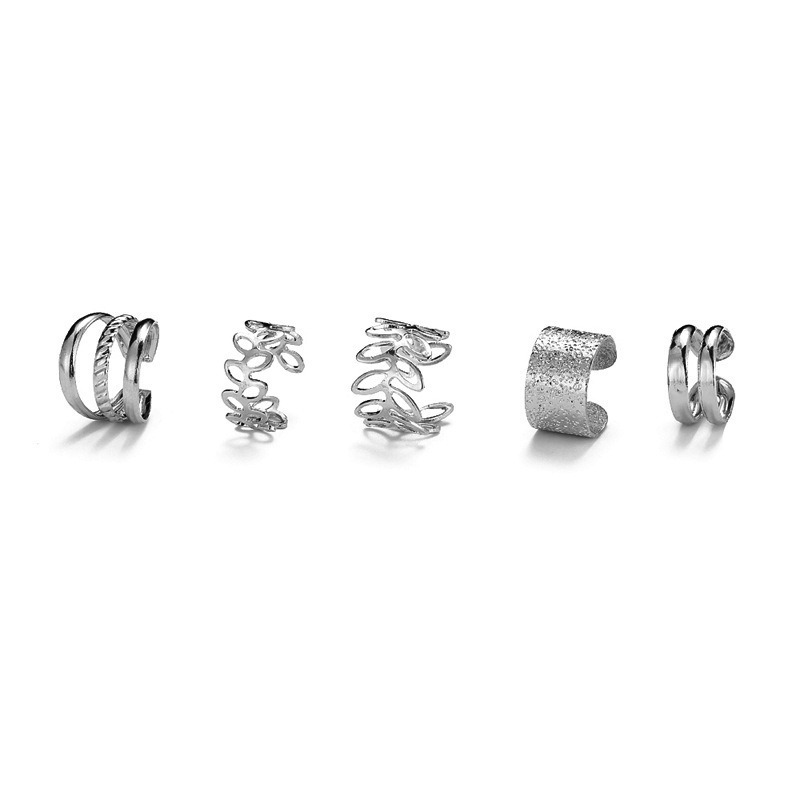 Simple Style Leaf Alloy Plating Metal Ear Clips 5 Pieces display picture 1