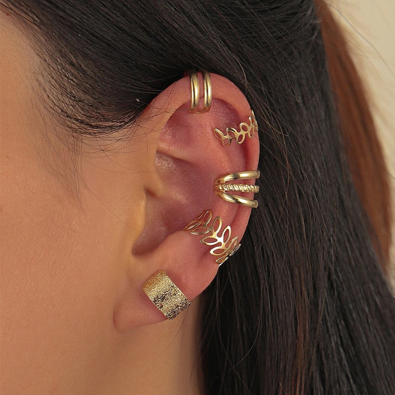 Simple Style Leaf Alloy Plating Metal Ear Clips 5 Pieces display picture 4