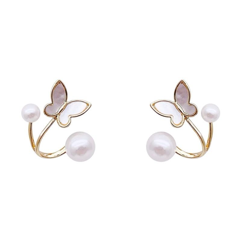 Style Simple Papillon Alliage Incruster Perles Artificielles Boucles D'oreilles display picture 1