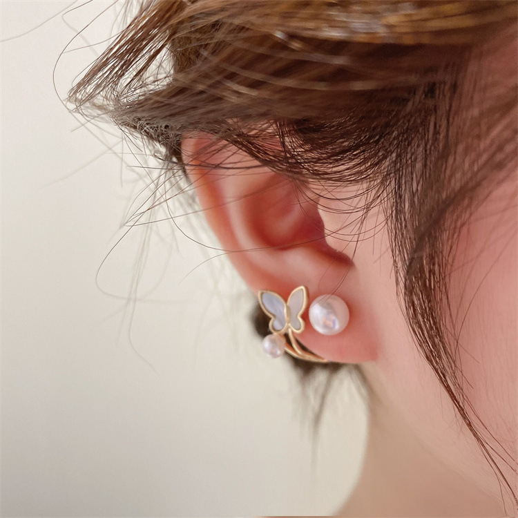 Style Simple Papillon Alliage Incruster Perles Artificielles Boucles D'oreilles display picture 4