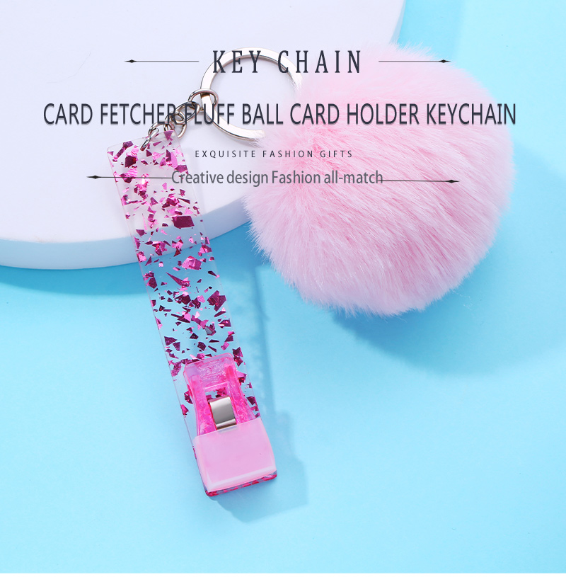 Simple Style Rectangle Alloy Pom Poms Keychain 1 Piece display picture 1