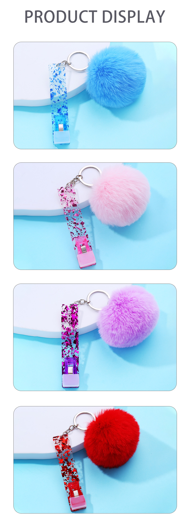Simple Style Rectangle Alloy Pom Poms Keychain 1 Piece display picture 5