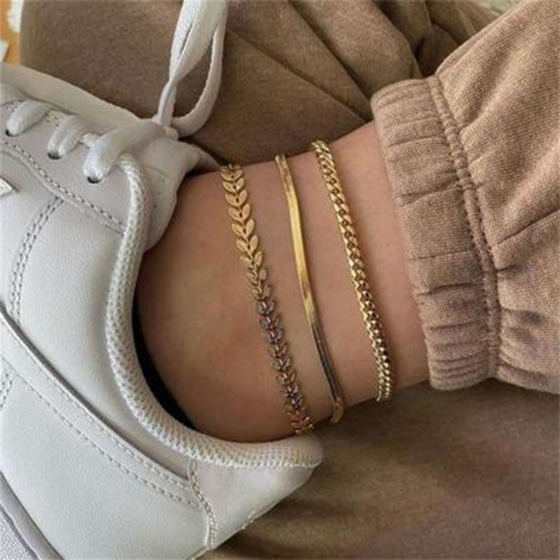 Fashion Geometric Metal Plating Anklet 3 Piece Set display picture 3