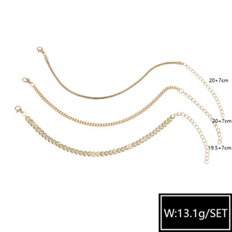 Fashion Geometric Metal Plating Anklet 3 Piece Set display picture 1