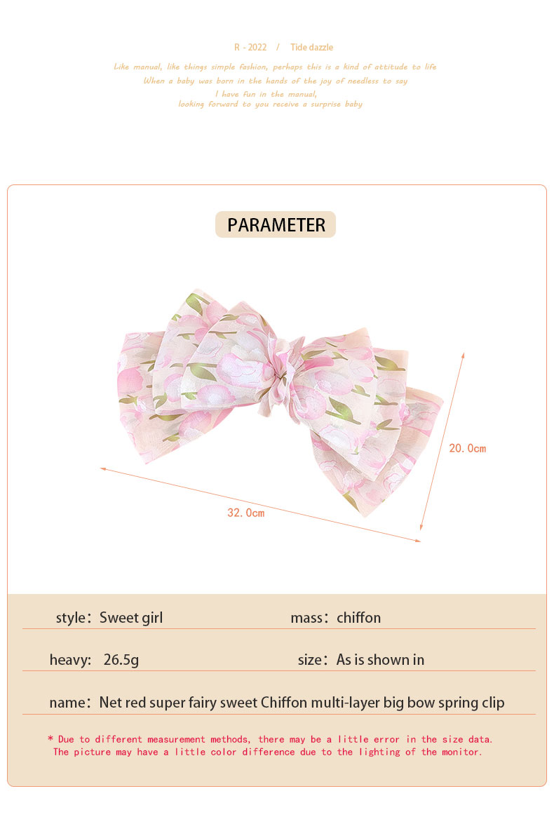 Cute Ditsy Floral Chiffon Bow Knot Hair Clip display picture 2