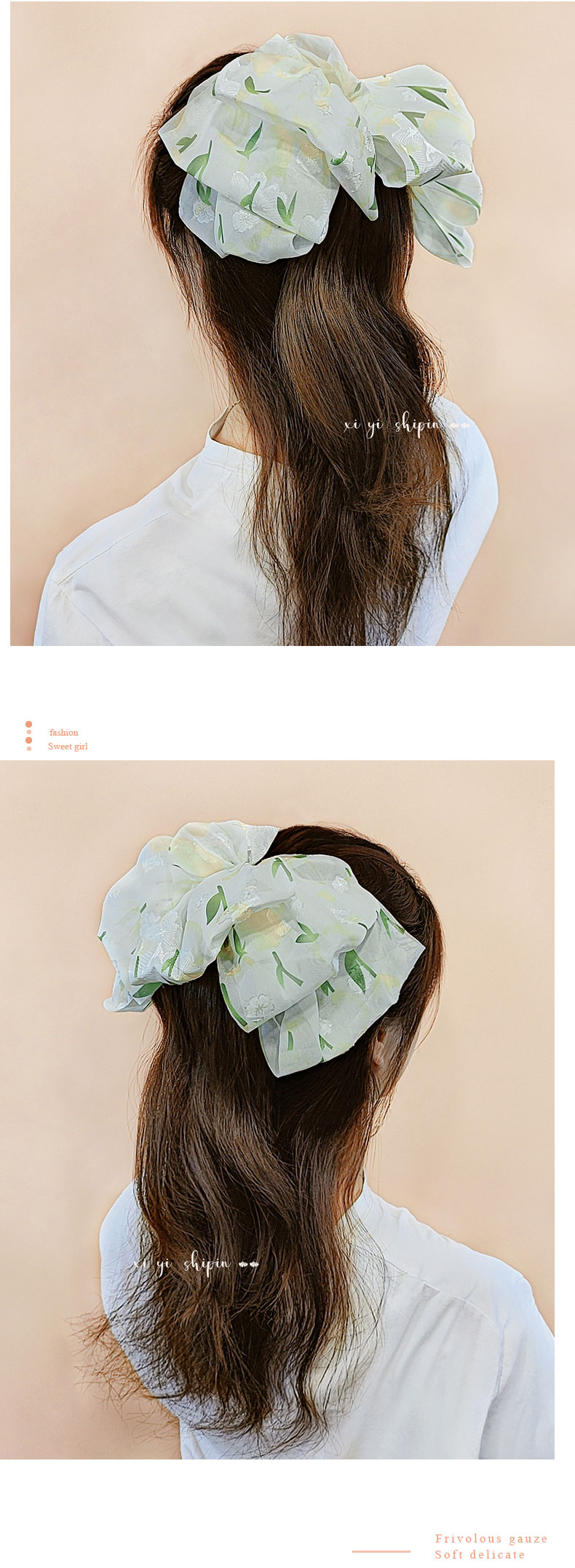 Cute Ditsy Floral Chiffon Bow Knot Hair Clip display picture 6