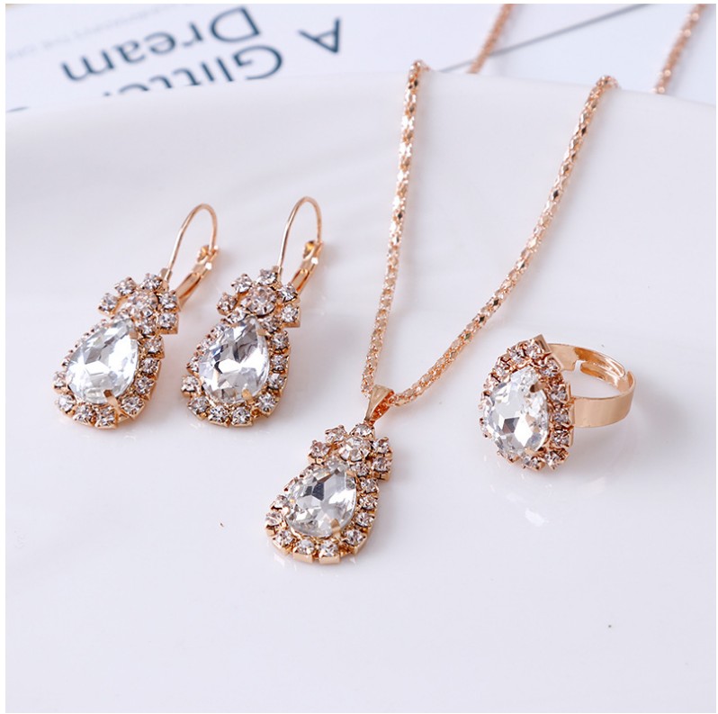 Casual Water Droplets Artificial Gemstones Artificial Rhinestones Women's Earrings Necklace display picture 2