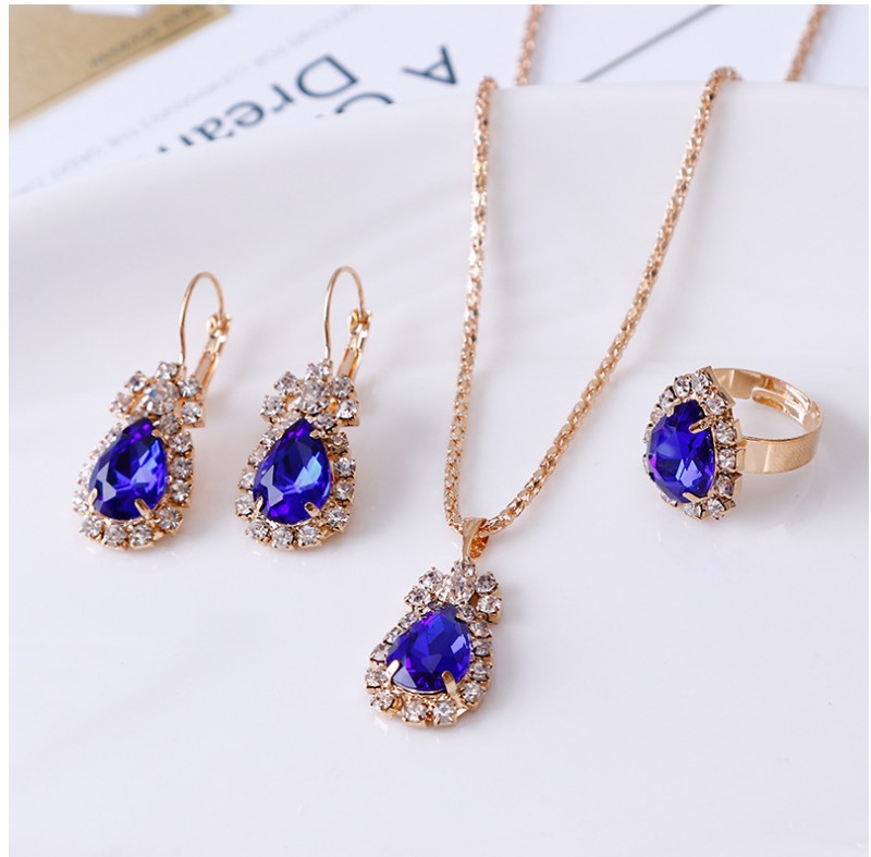 Casual Water Droplets Artificial Gemstones Artificial Rhinestones Women's Earrings Necklace display picture 6