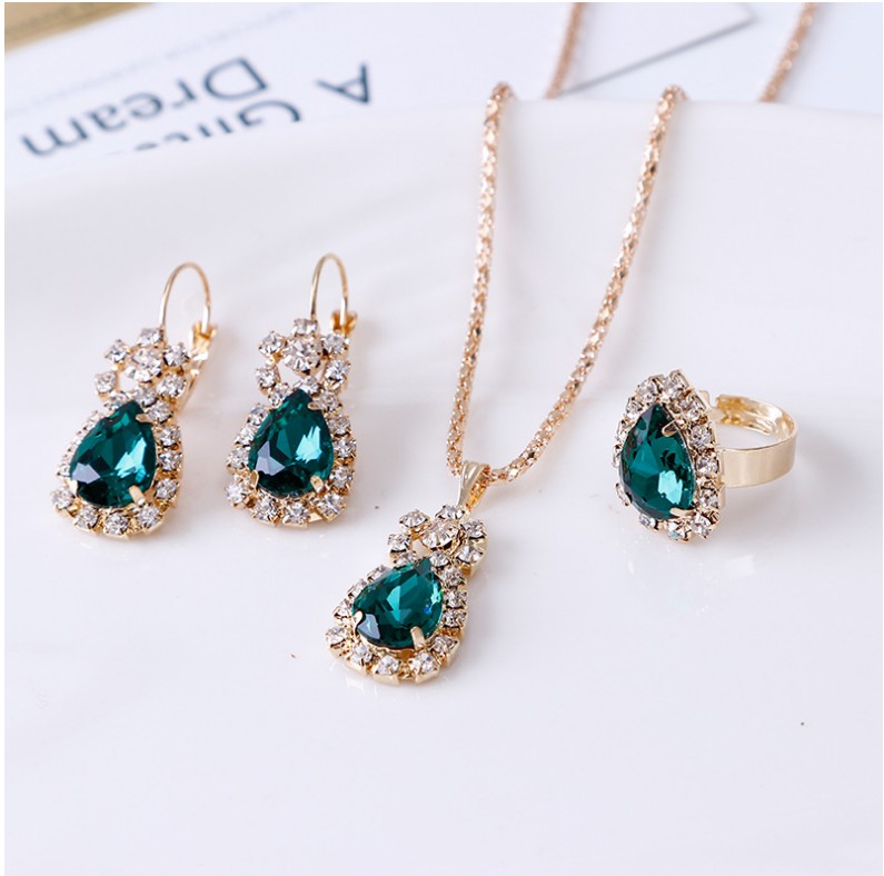 Casual Water Droplets Artificial Gemstones Artificial Rhinestones Women's Earrings Necklace display picture 3