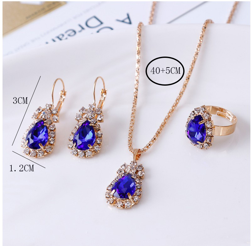 Casual Water Droplets Artificial Gemstones Artificial Rhinestones Women's Earrings Necklace display picture 5