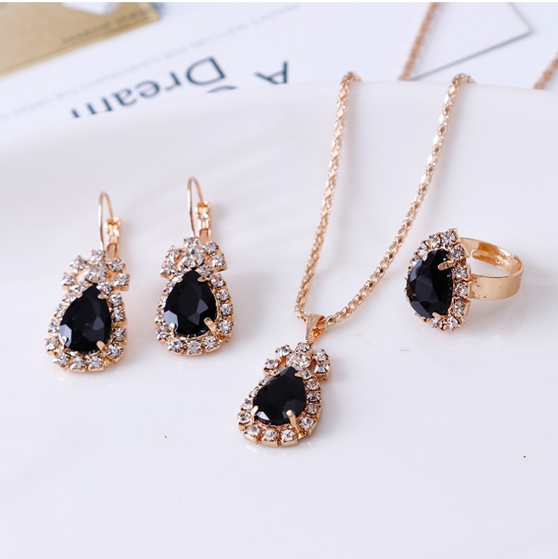Casual Water Droplets Artificial Gemstones Artificial Rhinestones Women's Earrings Necklace display picture 4