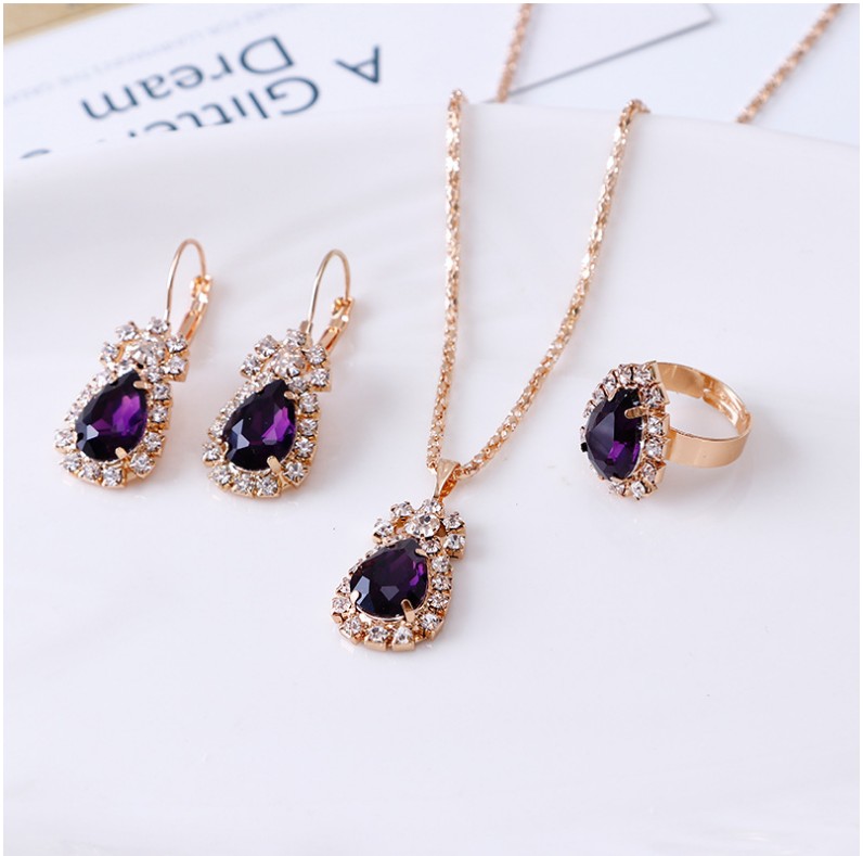 Casual Water Droplets Artificial Gemstones Artificial Rhinestones Women's Earrings Necklace display picture 7