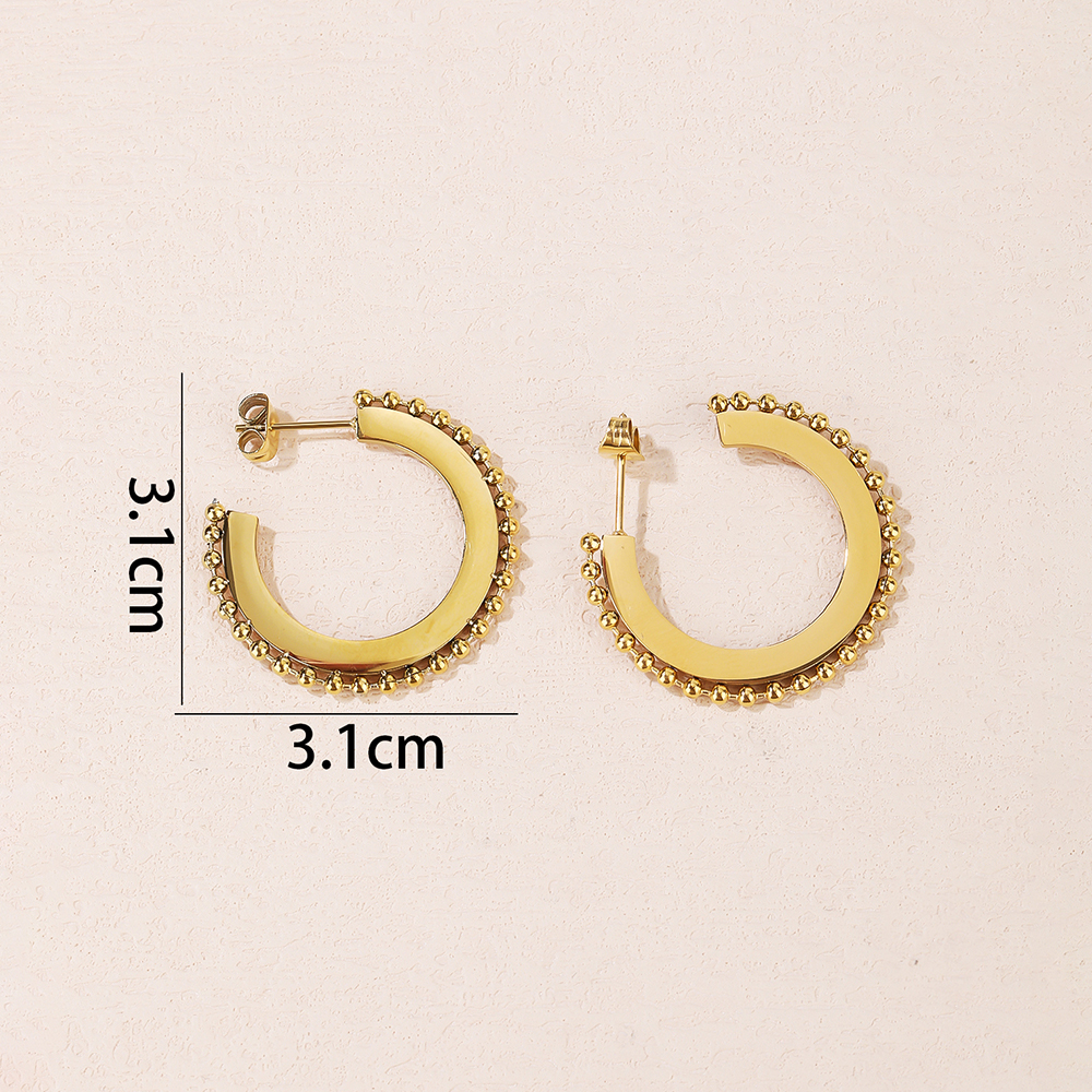 Einfacher Stil Kreis Titan Stahl Reif Ohrringe Überzug Edelstahl Ohrringe display picture 3