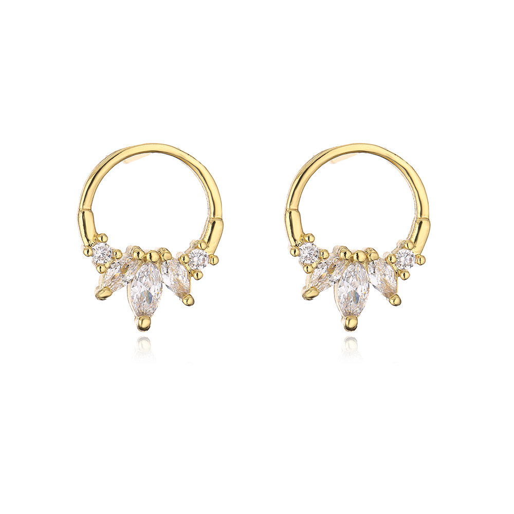 Fashion Geometric Copper Ear Studs Plating Zircon Copper Earrings display picture 7