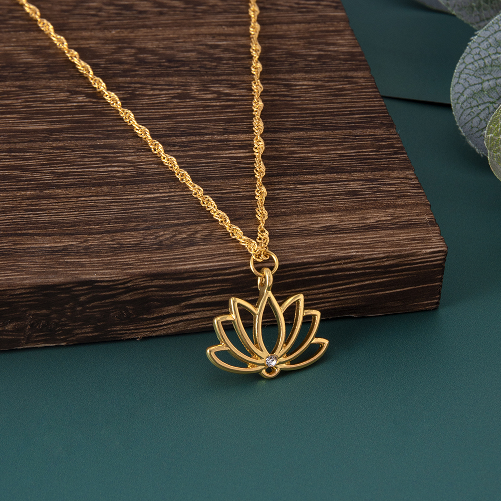 Fashion Lotus Alloy Plating Pendant Necklace 1 Piece display picture 3
