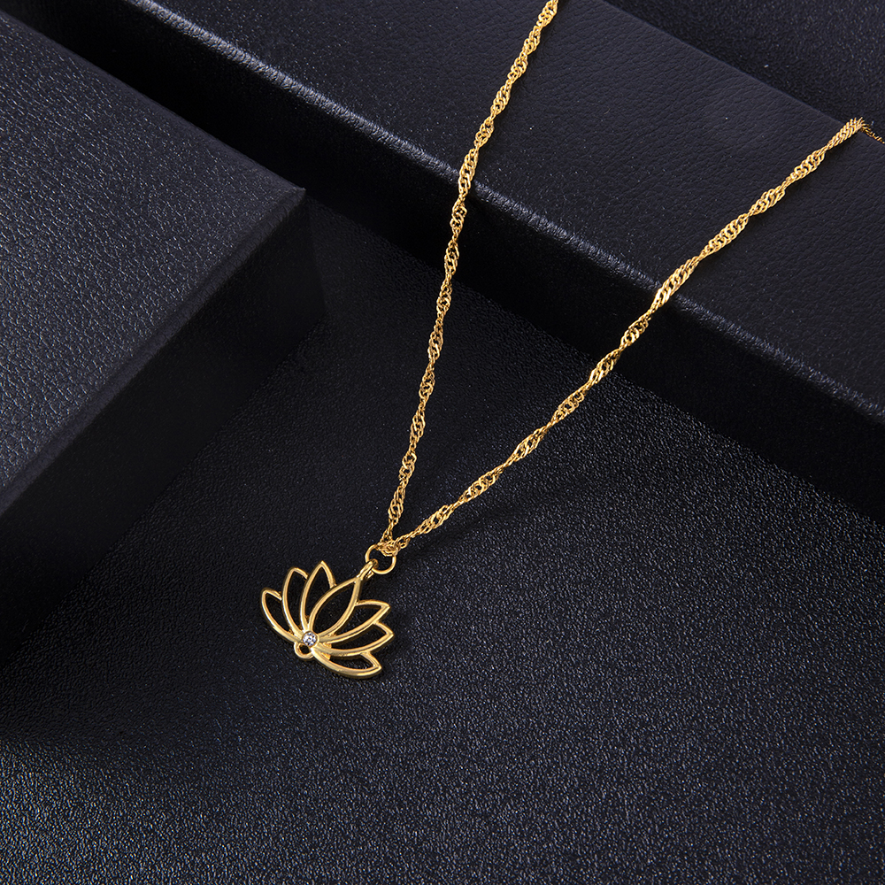 Fashion Lotus Alloy Plating Pendant Necklace 1 Piece display picture 4