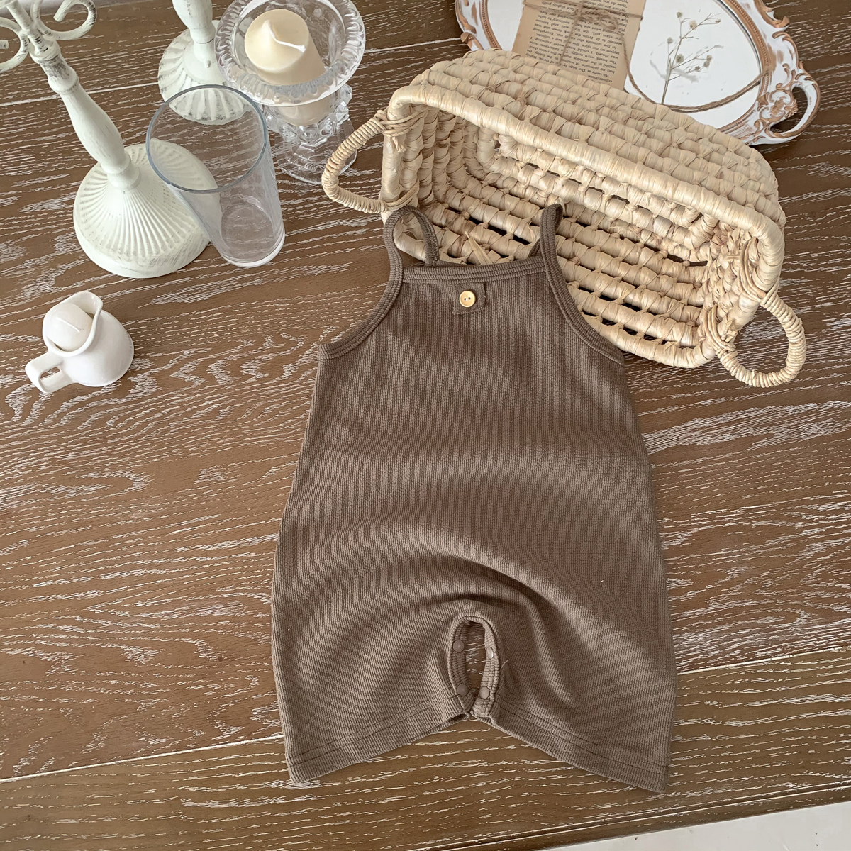Casual Solid Color Cotton Button Baby Clothes display picture 8