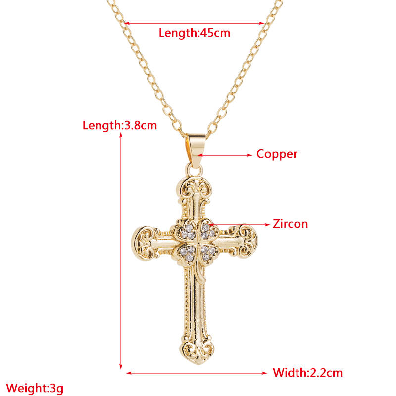 Fashion Cross Copper Necklace Inlay Rhinestone Copper Necklaces display picture 1