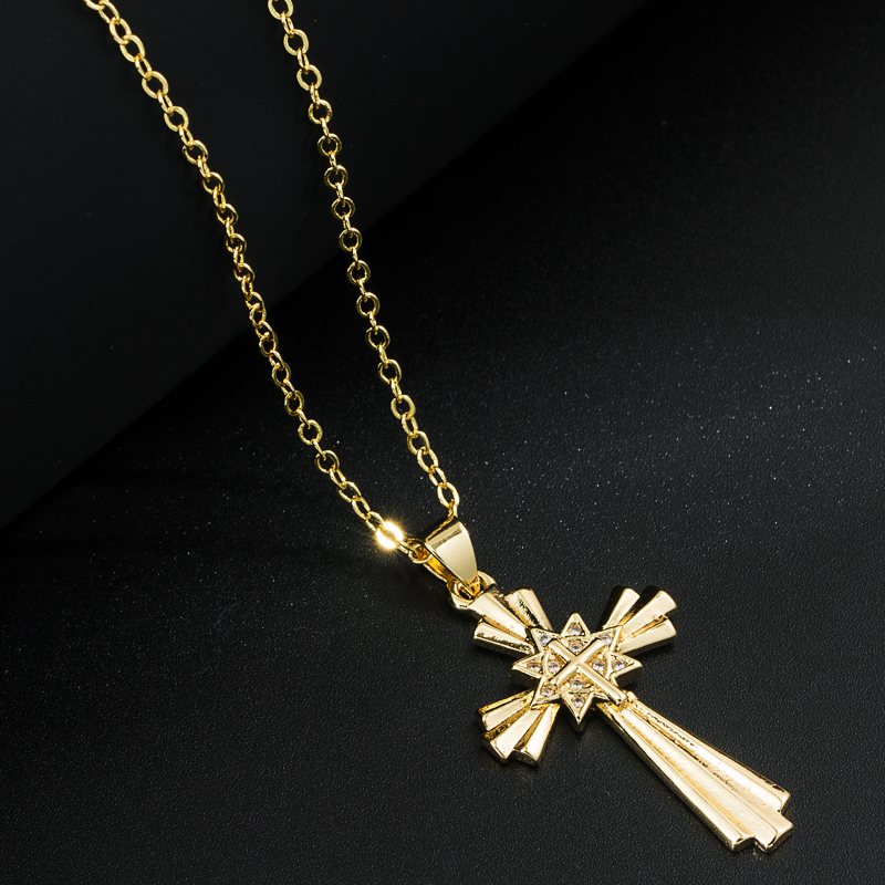 Fashion Cross Copper Necklace Inlay Rhinestone Copper Necklaces display picture 6