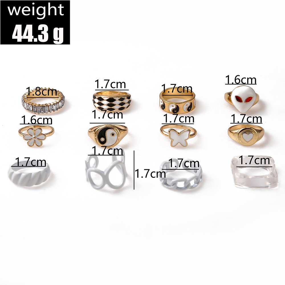 Vacation Flower Butterfly Alloy Inlay Zircon Rings 1 Set display picture 2