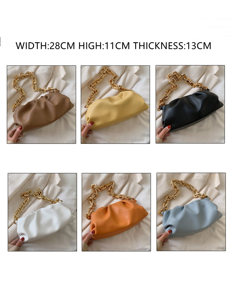 Fashion Solid Color Chain Square Zipper Underarm Bag Chain Bag display picture 6
