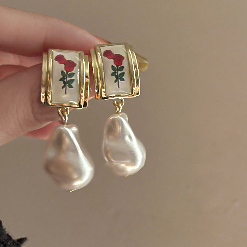 Fashion Rose Alloy Drop Earrings display picture 1