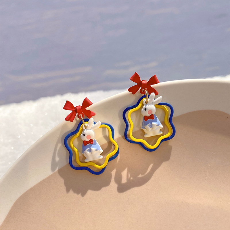 Cute Rabbit Bow Knot Alloy Drop Earrings display picture 3
